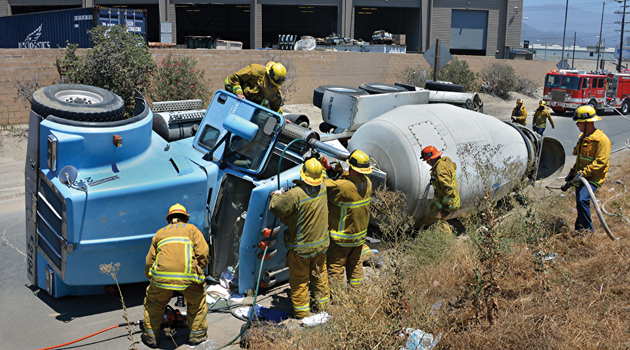 Overturned Cement Truck in Sun Valley